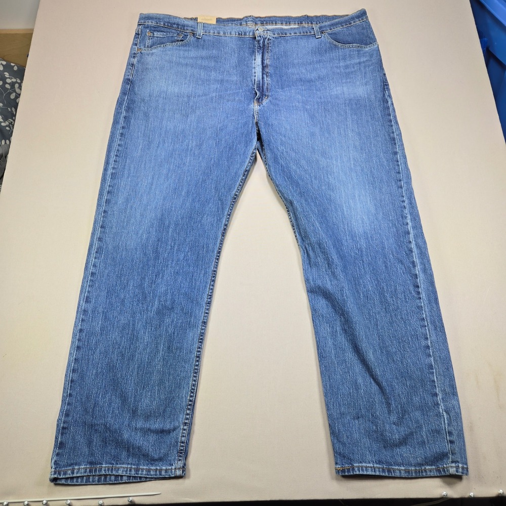 Levi's 505 Jeans Regular Fit Stretch Denim Blue Mens 50x32 NEW